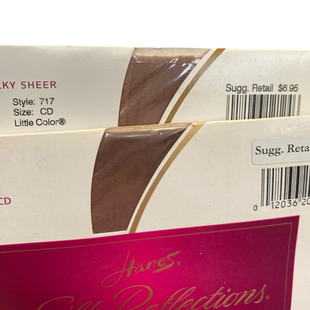 Hanes Silk Reflections Silky Sheer Pantyhose & Thigh Highs size CD vintage Lot - Picture 5 of 5